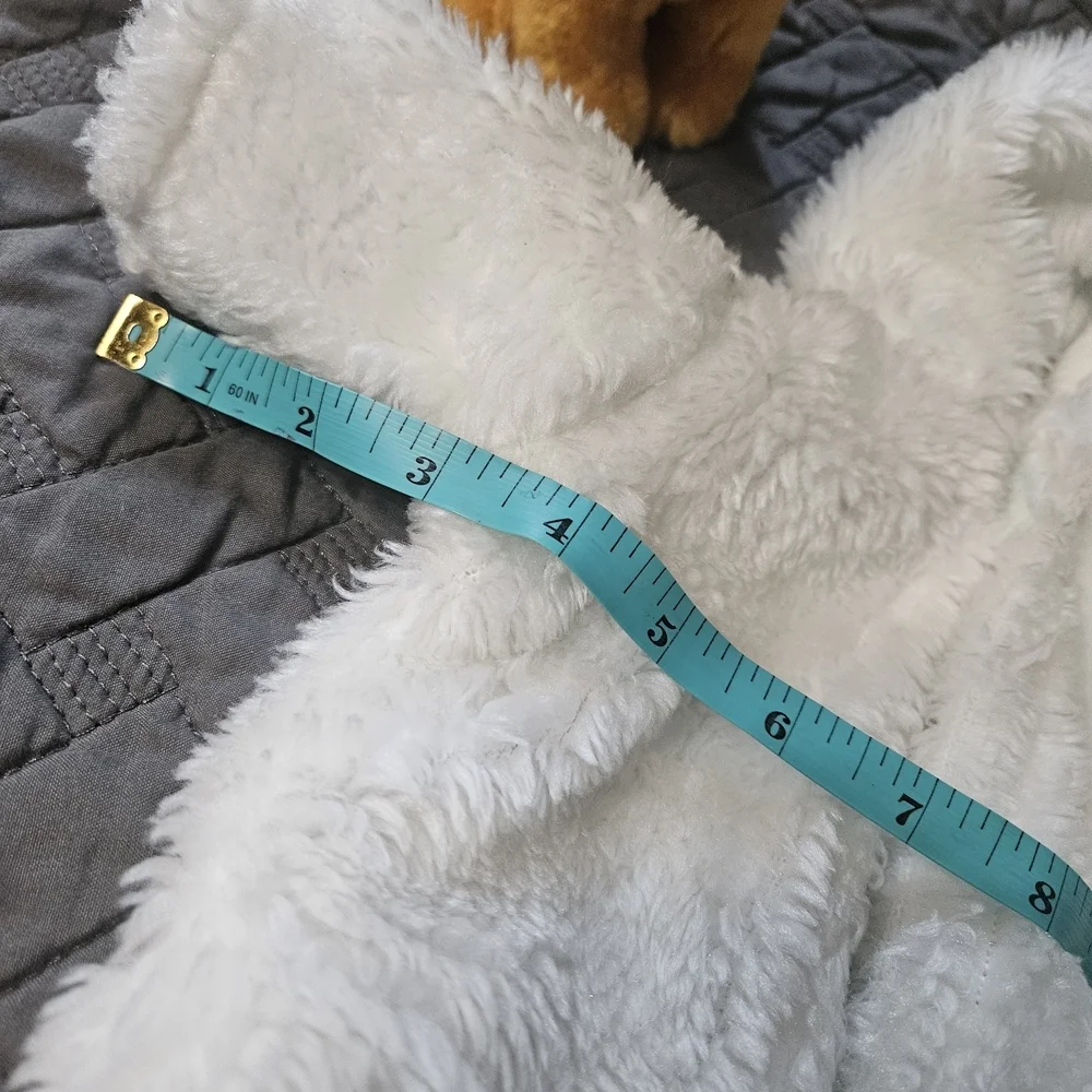 Vintage 1980s White Plush Doll Coat with Hood And Matching Hand Warmer